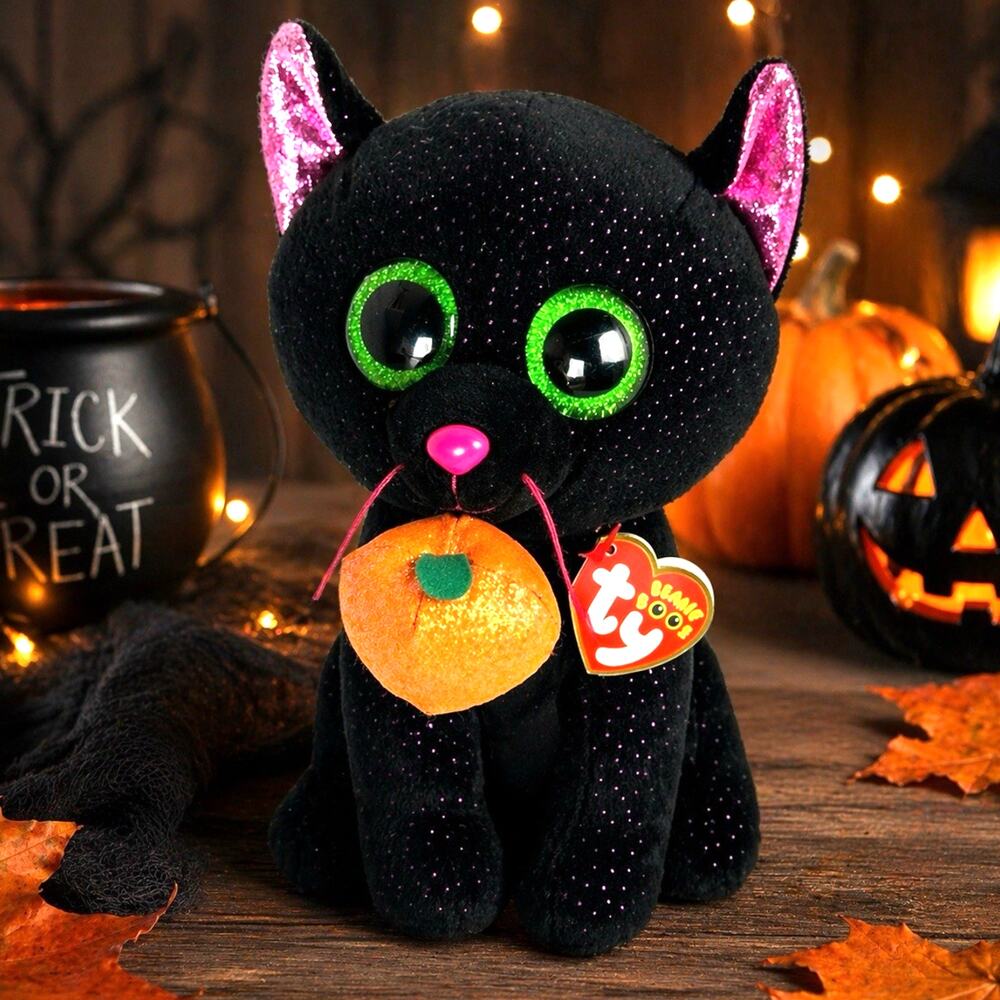 Ty Beanie Boos Potion Black Cat Plush Halloween Orange Pumpkin Tags